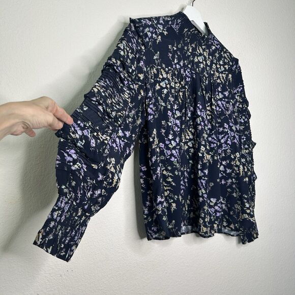 French Connection Brigin Collette Floral Smocked Ruffle Tiered Blouse S - Picture 8 of 13